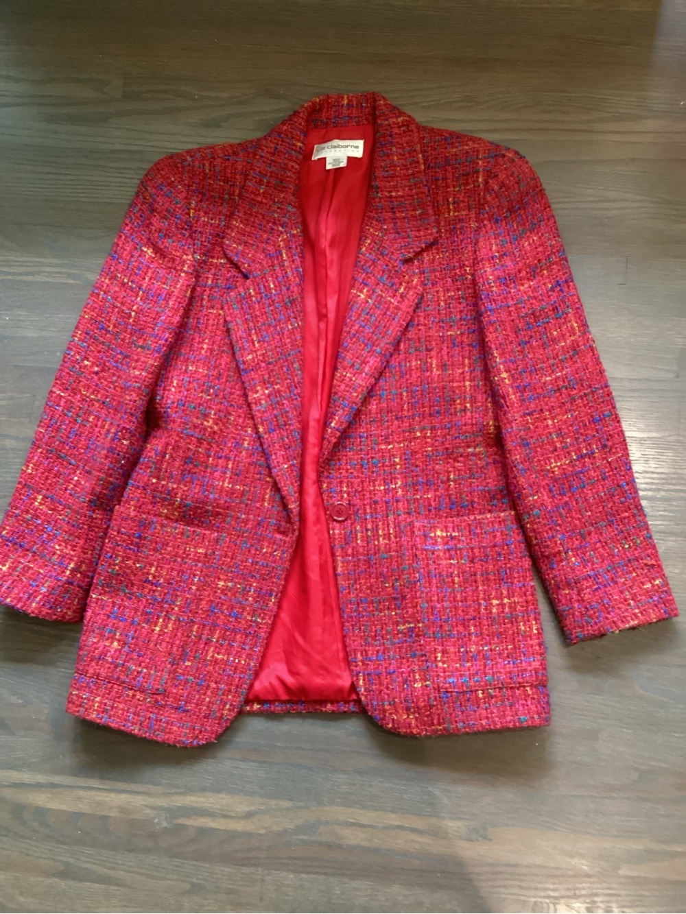 Liz Claiborne Red Tweed Blazer Jacket